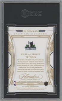 Karl-Anthony Towns from the 2021-22 Panini Flawless set graded by SGC and given an overall grade of 9.5.