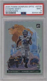 D'Andre Swift from the 2020 Panini Donruss Optic set graded by PSA and given an overall grade of 9.