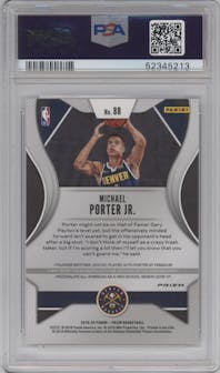 Michael Porter Jr. from the 2019-20 Panini Prizm set featuring a Silver Prizm parallel graded by PSA and given an overall grade of 10.
