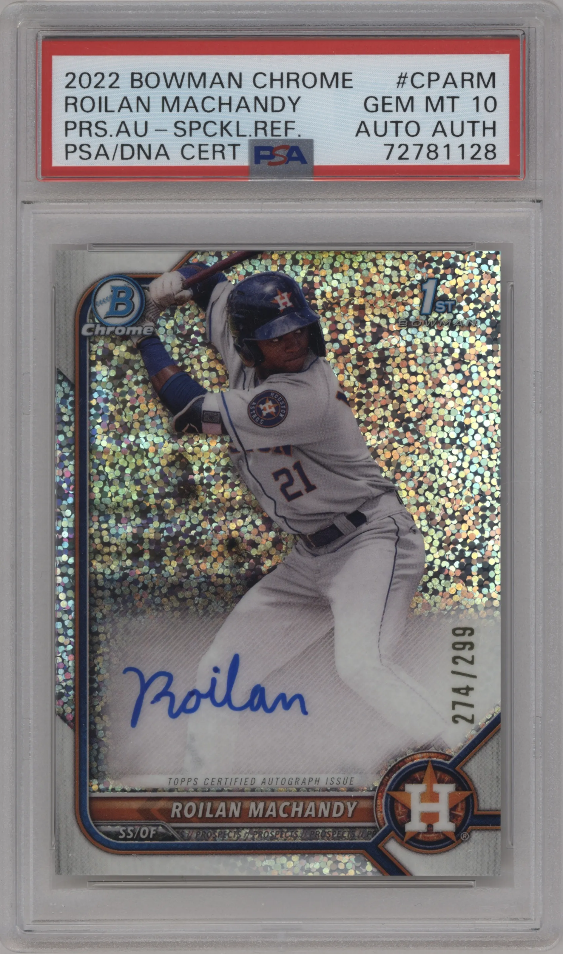 2022 Bowman Chrome Pros.Auto Roilan Machandy Speckle Refractor #CPA-RM PSA 10