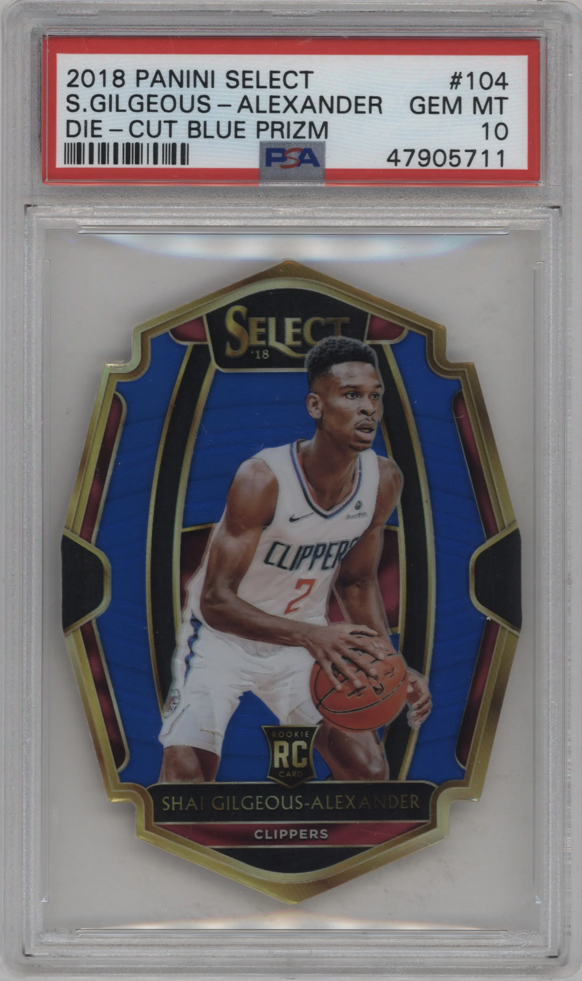 2018 Panini Select Pre.Lvl. Shai Gilgeous-Alexander Die-Cut Blue PSA 10