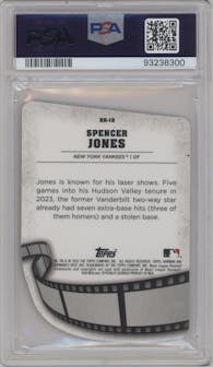 Spencer Jones  from the 2023 Bowman's Best set featuring a Mini Diamond parallel graded by PSA and given an overall grade of 10.
