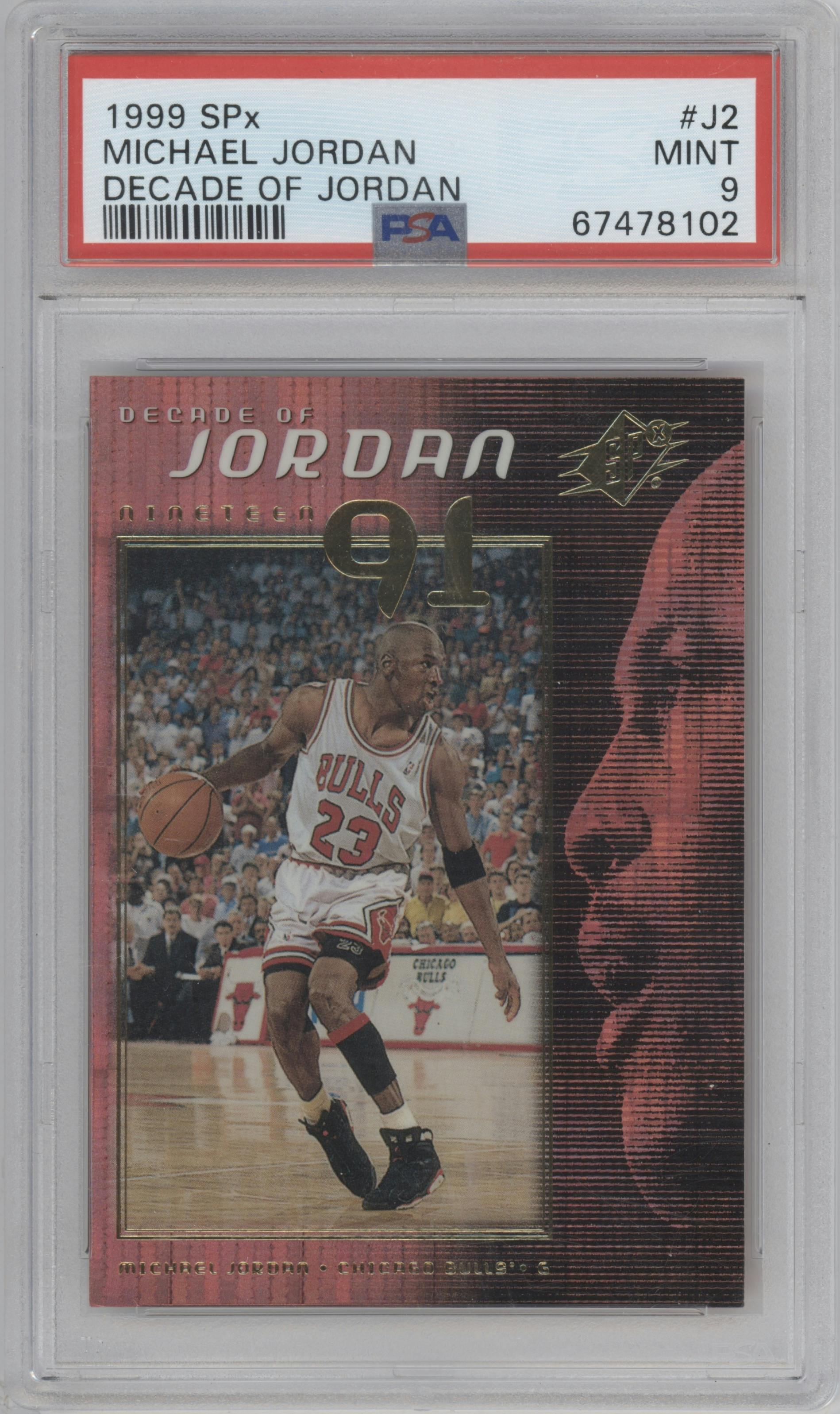 Michael Jordan	 from the 1999-00 Upper Deck SPX set graded by PSA and given an overall grade of 9.