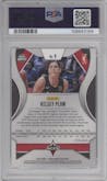 Kelsey Plum from the 2020 Panini Prizm WNBA set featuring a Silver Prizm parallel graded by PSA and given an overall grade of 9.