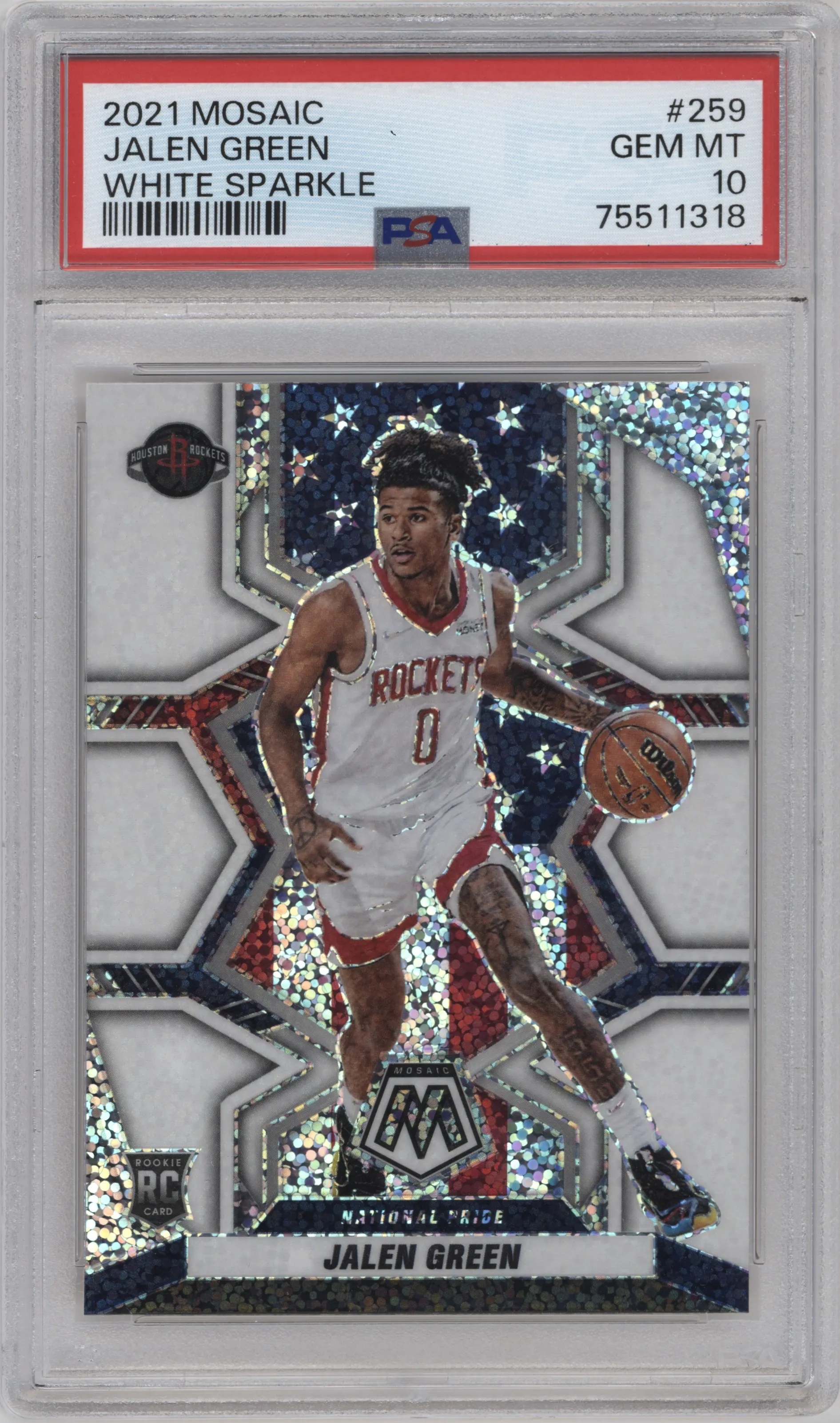 2021 Panini Mosaic Jalen Green White Sparkle #259 PSA 10