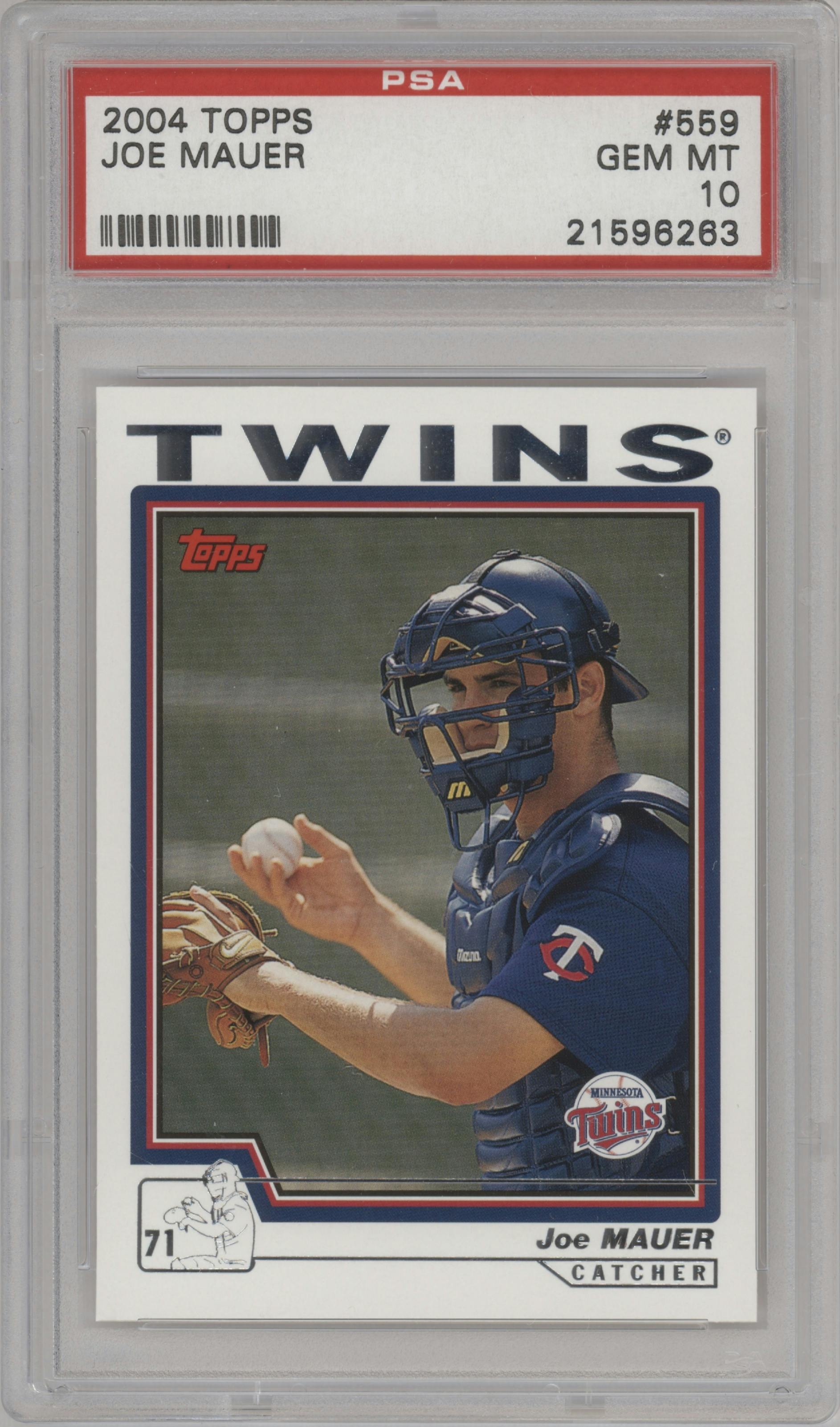 Joe Mauer  from the 2004 Topps set graded by PSA and given an overall grade of 10.