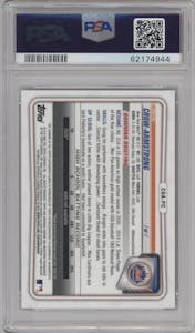Pete Crow-Armstrong from the 2020 Bowman Draft set featuring a Black Refractor parallel graded by PSA and given an overall grade of 9.