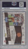 Travis Etienne from the 2021 Panini Legacy set featuring a Yellow Diamond parallel graded by PSA and given an overall grade of 9.