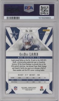 CeeDee Lamb from the 2020 Panini Phoenix set featuring a Pink parallel graded by PSA and given an overall grade of 10.