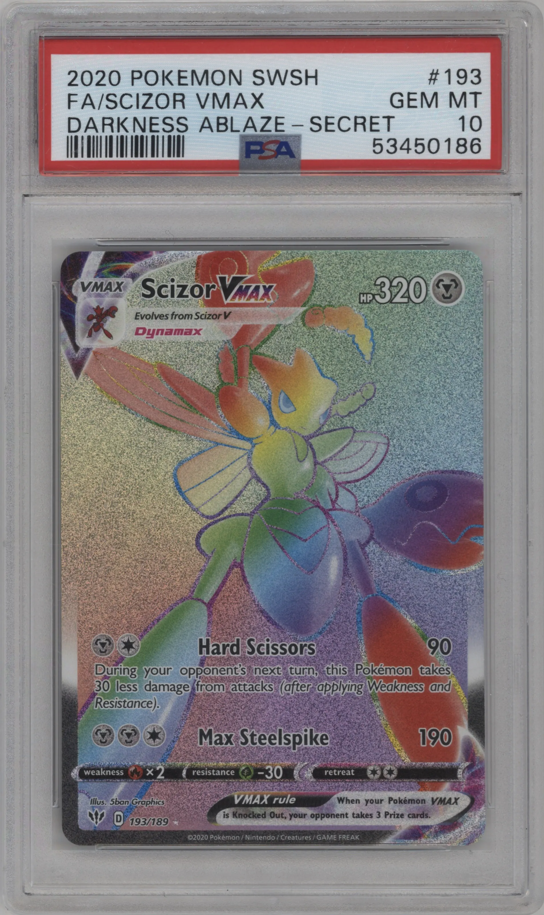 2020 Pokemon SWSH Darkness Ablaze Scizor VMAX PSA 10