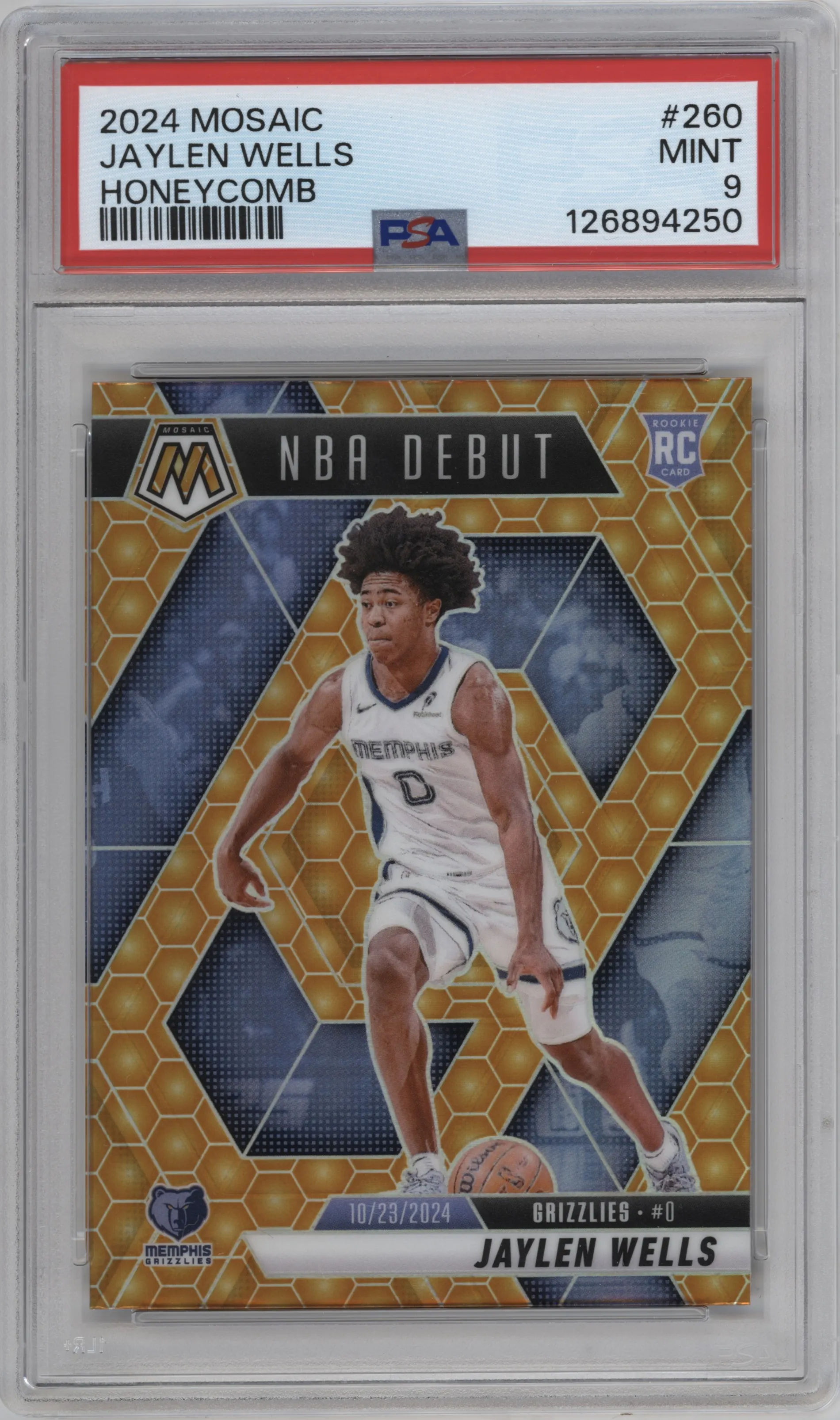2024 Panini Mosaic Jaylen Wells Honeycomb PSA 9