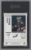 Jalen Hurts from the 2021 Panini Encased set graded by SGC and given an overall grade of 10.