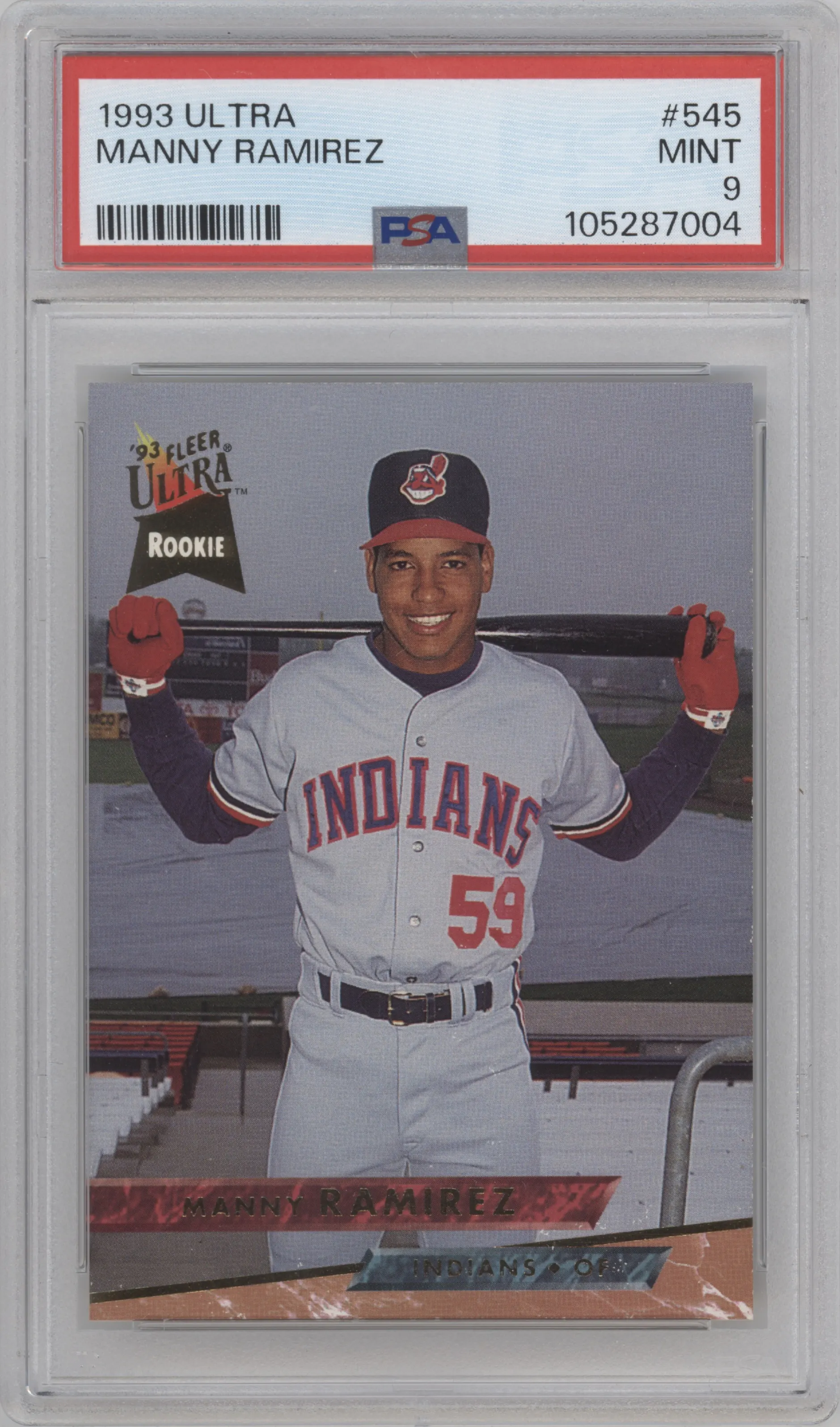 Manny Ramirez  from the 1993 Fleer Ultra set graded by PSA and given an overall grade of 9.