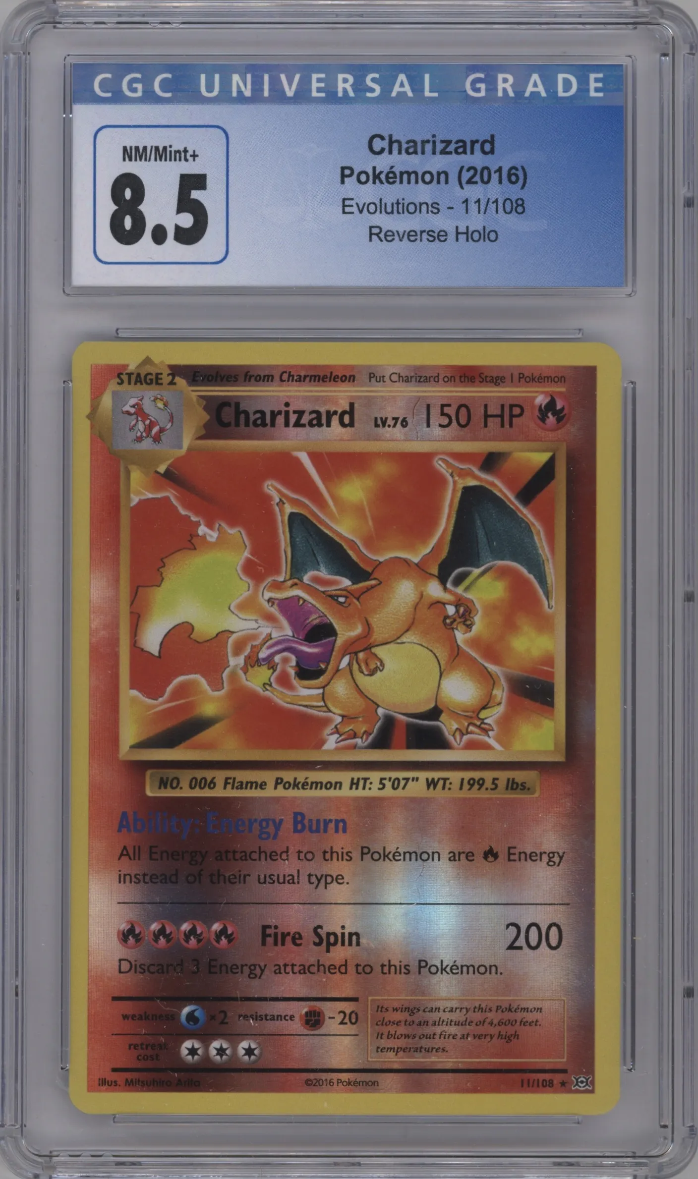 2016 Pokemon XY Evolutions Charizard #11 CGC 8.5