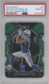 Michael Pittman Jr. from the 2022 Panini Select set featuring a Die Cut Green Prizm  parallel graded by PSA and given an overall grade of 10.