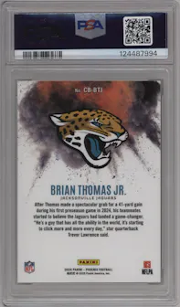 Brian Thomas Jr. from the 2024 Panini Phoenix set graded by PSA and given an overall grade of 10.