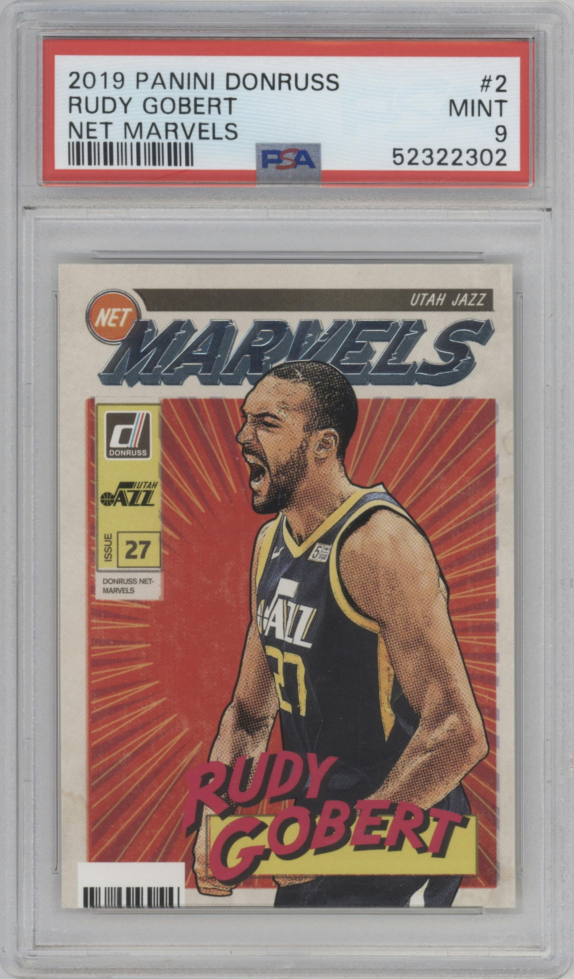 Rudy Gobert from the 2019-20 Panini Donruss set graded by PSA and given an overall grade of 9.
