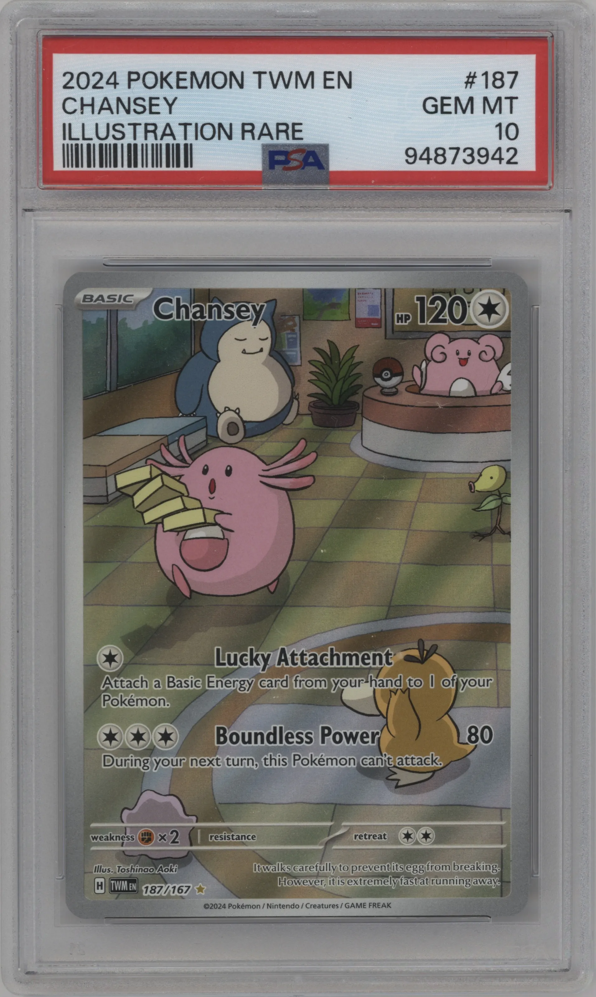 2024 Pokemon SV Twilight Masquerade Chansey #187 PSA 10