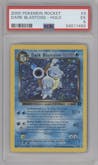 Dark Blastoise from the 2000 Pokemon set graded by PSA and given an overall grade of 5.
