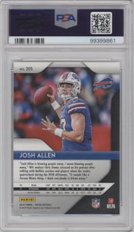 Josh Allen from the 2018 Panini Prizm set graded by PSA and given an overall grade of 9.