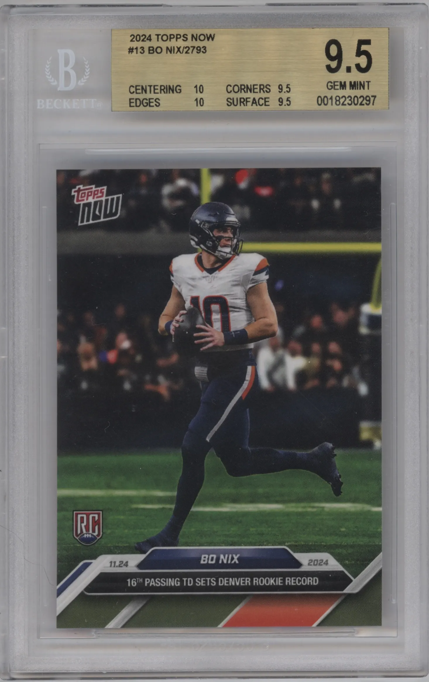 2024 Topps Now Bo Nix BGS 9.5