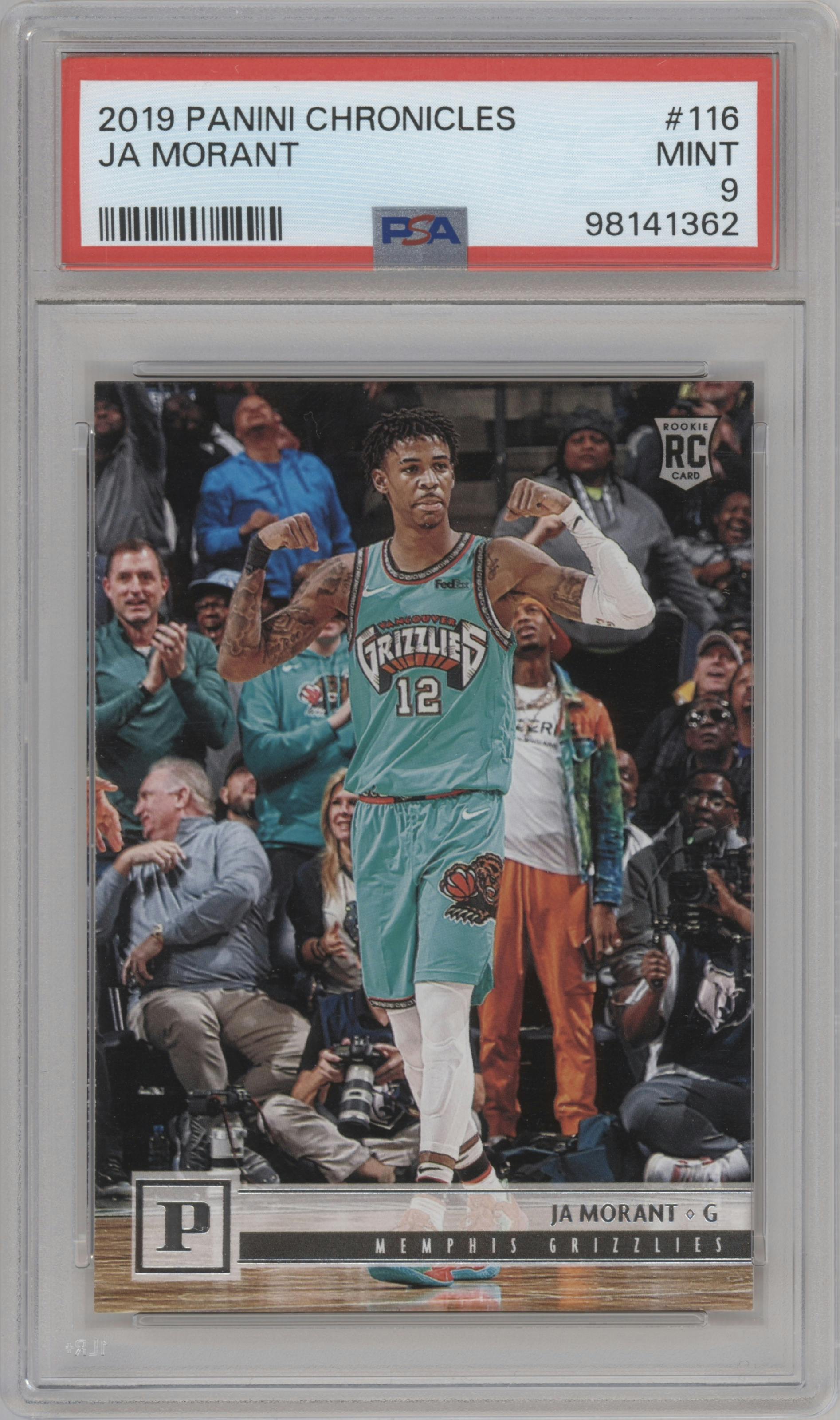 Ja Morant from the 2019-20 Panini Chronicles  set graded by PSA and given an overall grade of 10.