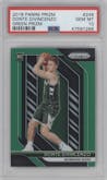 Donte DiVincenzo from the 2018-19 Panini Prizm set featuring a Green Prizm parallel graded by PSA and given an overall grade of 10.