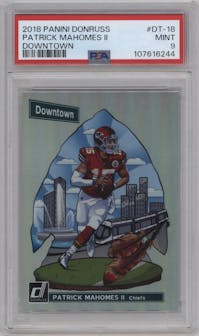 Patrick Mahomes II from the 2018 Panini Donruss set graded by PSA and given an overall grade of 9.