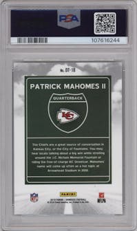 Patrick Mahomes II from the 2018 Panini Donruss set graded by PSA and given an overall grade of 9.