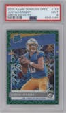 Justin Herbert from the 2020 Panini Donruss Optic set featuring a Green Velocity parallel graded by PSA and given an overall grade of 9.