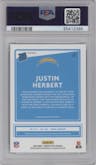 Justin Herbert from the 2020 Panini Donruss Optic set featuring a Green Velocity parallel graded by PSA and given an overall grade of 9.
