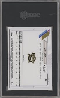 Yoshinobu Yamamoto from the 2021 Topps Chrome Nippon Professional set featuring a Refractor parallel graded by SGC and given an overall grade of 9.5.