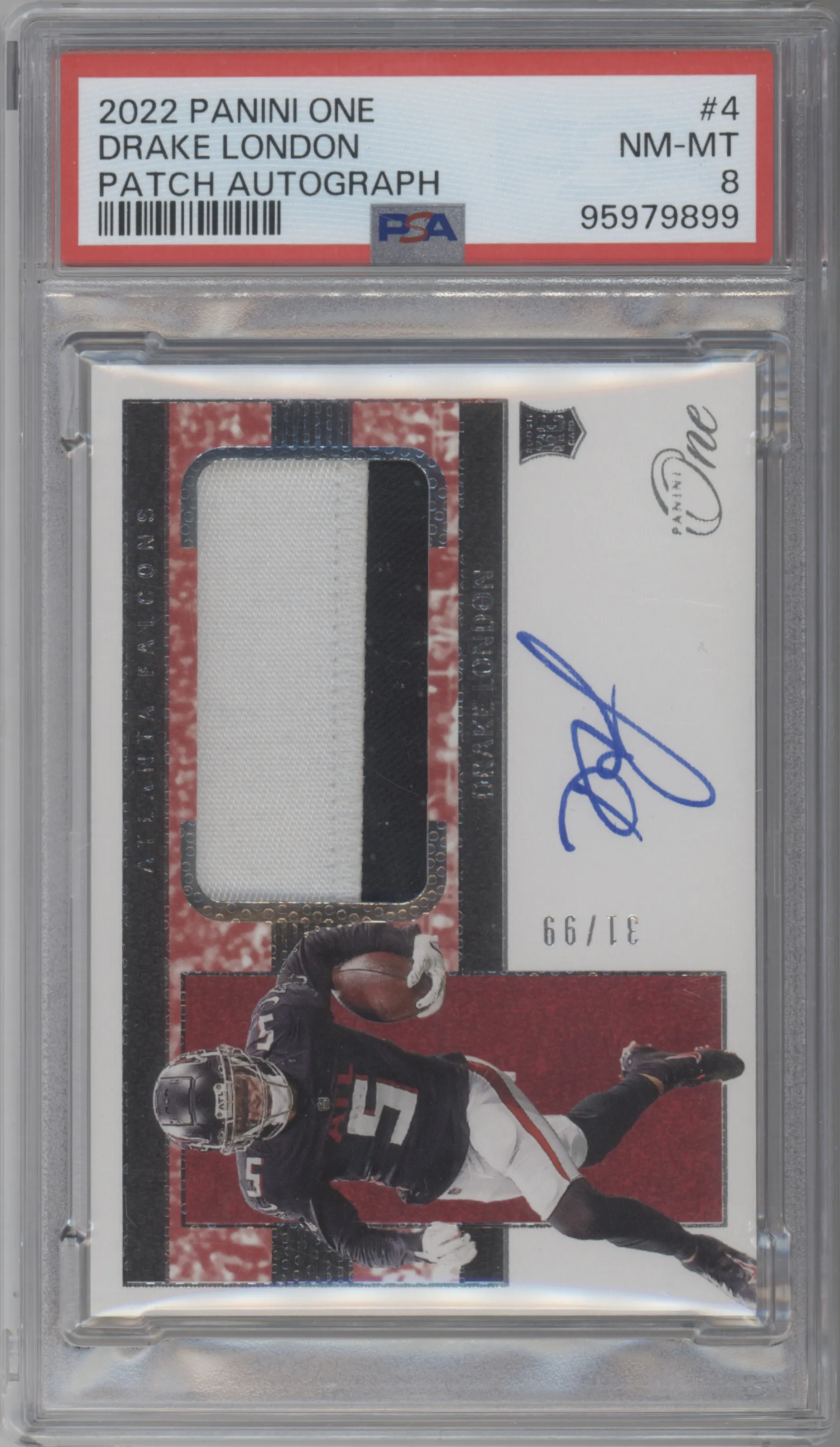 2022 Panini One RPA Drake London #4 PSA 8
