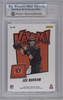 Joe Burrow from the 2023 Panini Absolute set graded by Beckett and given an overall grade of 9.
