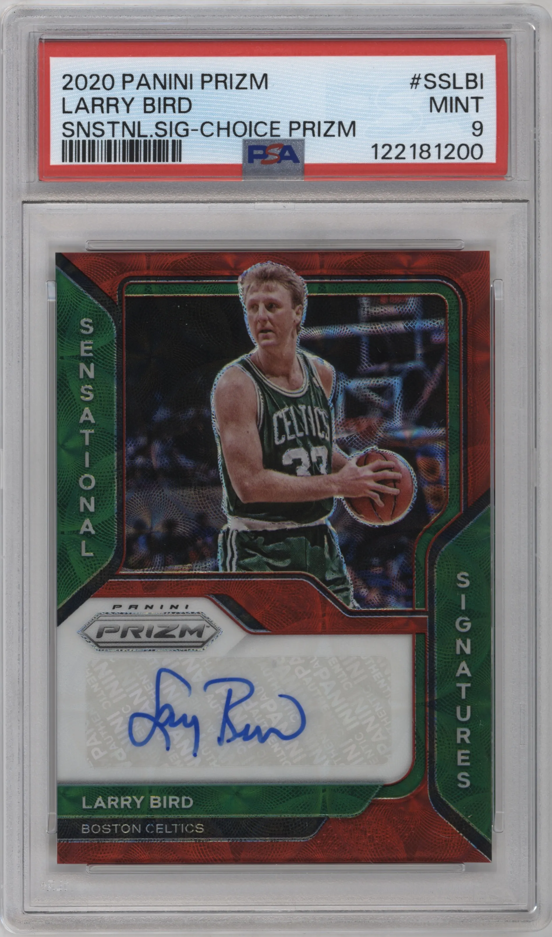 2020 Panini Prizm Sensational Sig. Larry Bird Choice #SS-LBI PSA 9