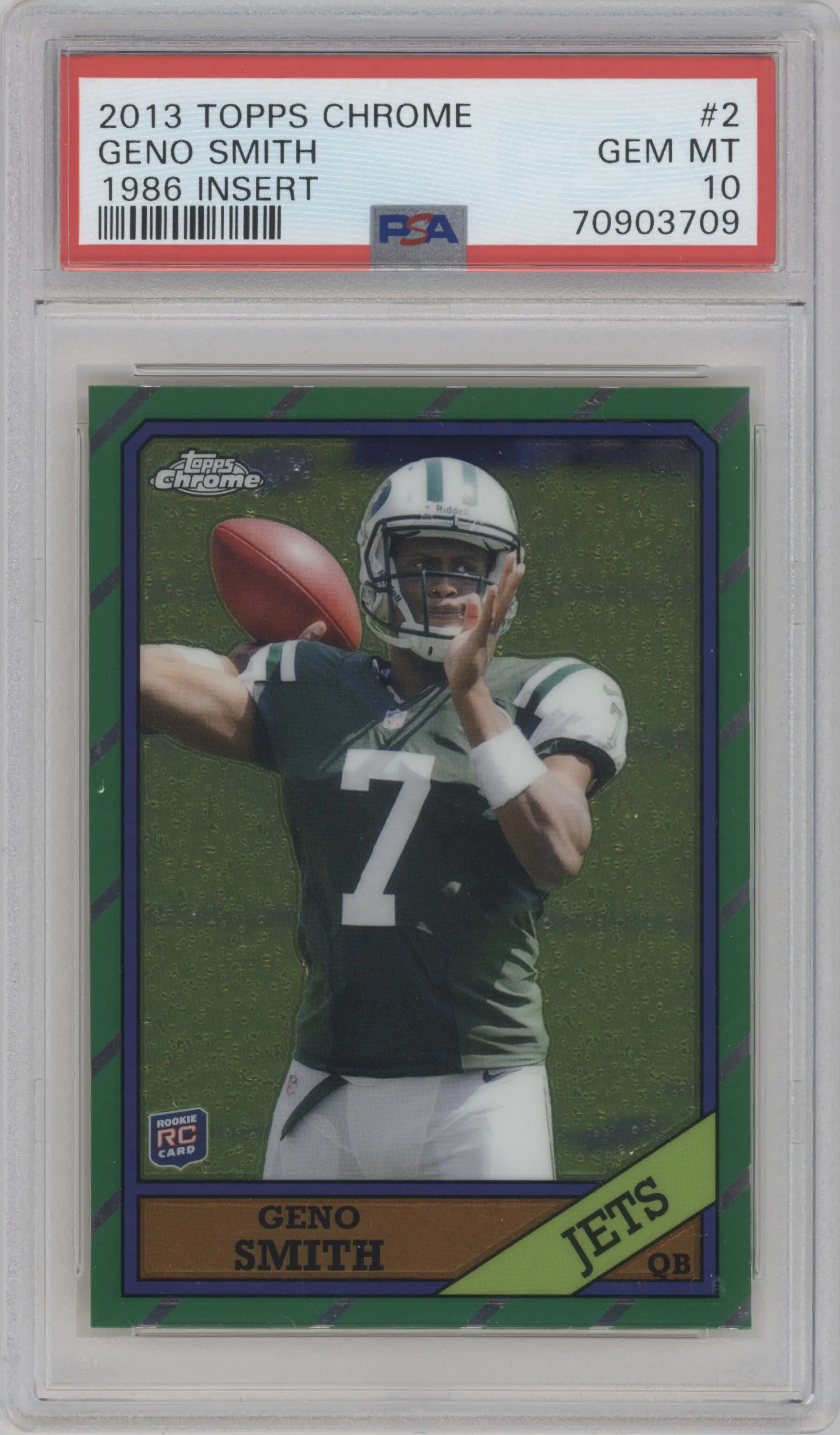 Geno Smith from the 2013 Topps Chrome set graded by PSA and given an overall grade of 10.