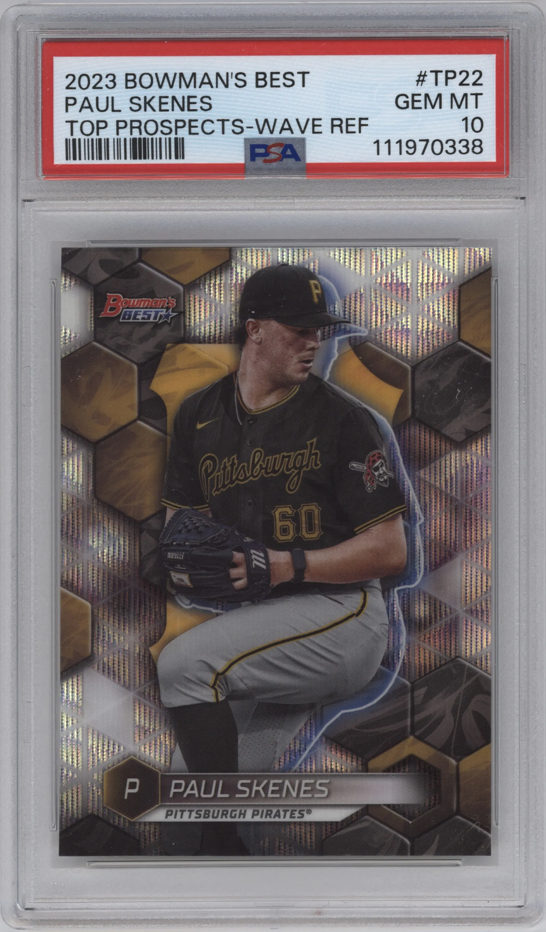 2023 Bowman's Best Top Prospect Paul Skenes Wave Refractor #TP-22 PSA 10