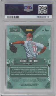 Shohei Ohtani from the 2022 Panini Diamond Kings set graded by PSA and given an overall grade of 10.