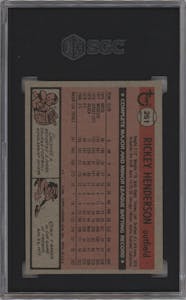 Rickey Henderson from the 1981 Topps set graded by SGC and given an overall grade of 6.
