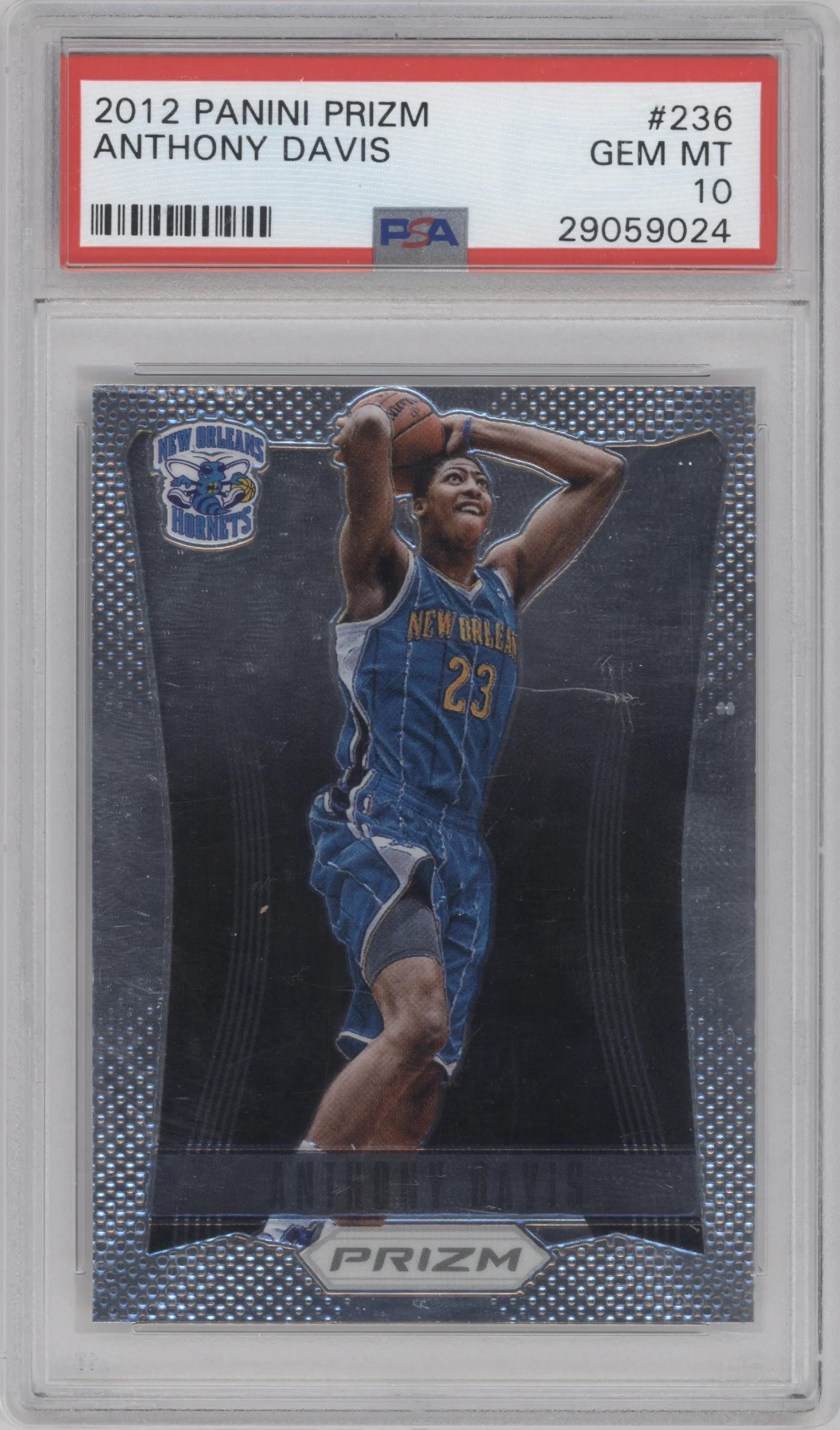 Anthony Davis from the 2012-13 Panini Prizm set graded by PSA and given an overall grade of 10.