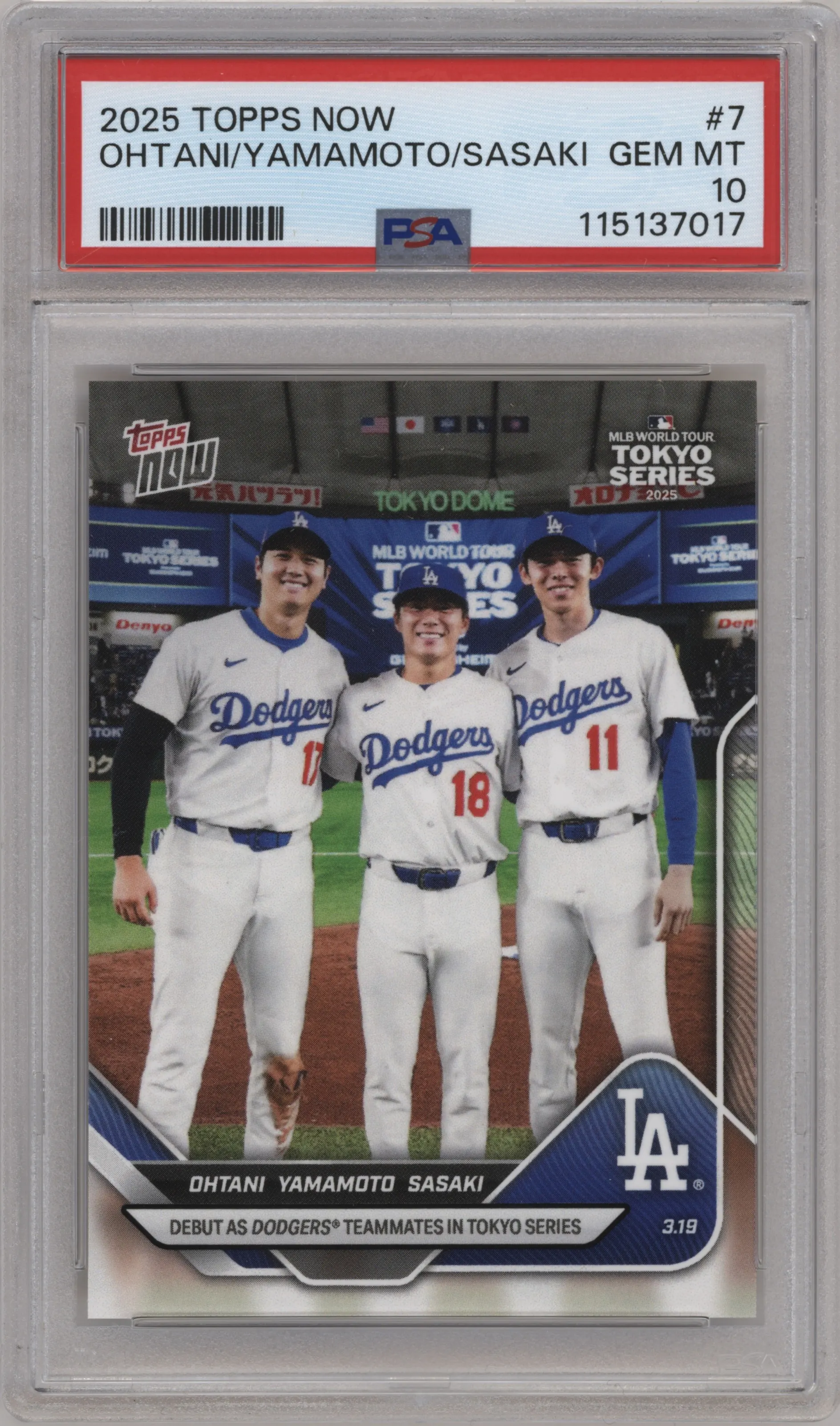 2025 Topps Now Shohei Ohtani/Yoshinobu Yamamoto/Roki Sasaki PSA 10