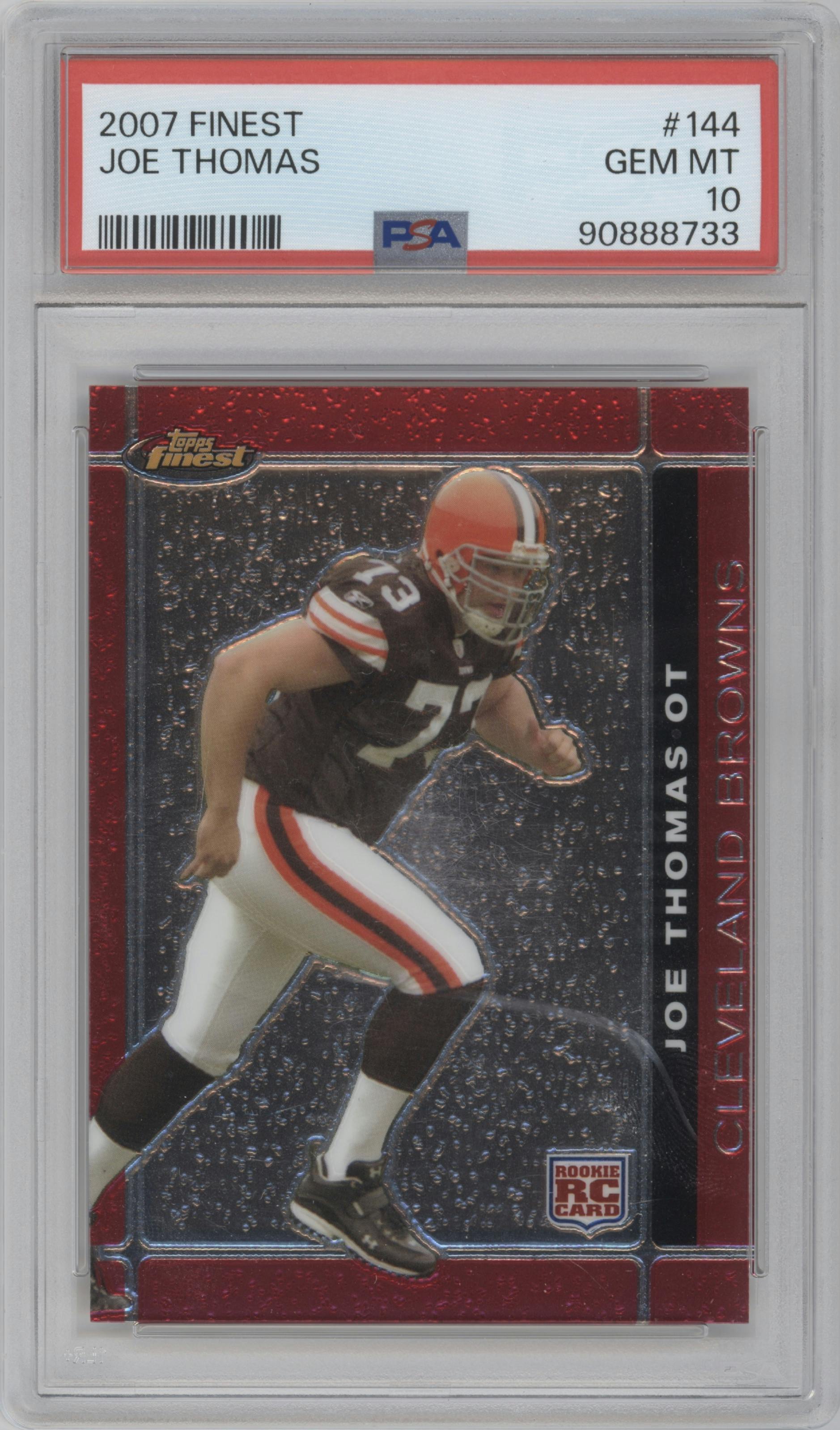 Joe Thomas from the 2007 Topps Finest set graded by PSA and given an overall grade of 10.