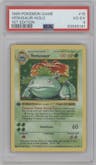Venusaur from the 1999 Pokemon set graded by PSA and given an overall grade of 4.