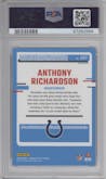 Anthony Richardson from the 2023 Donruss Optic set featuring a Hyper Blue  parallel graded by PSA and given an overall grade of 10.