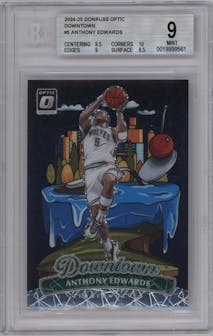 Anthony Edwards from the 2024-25 Donruss Optic set graded by Beckett and given an overall grade of 9.