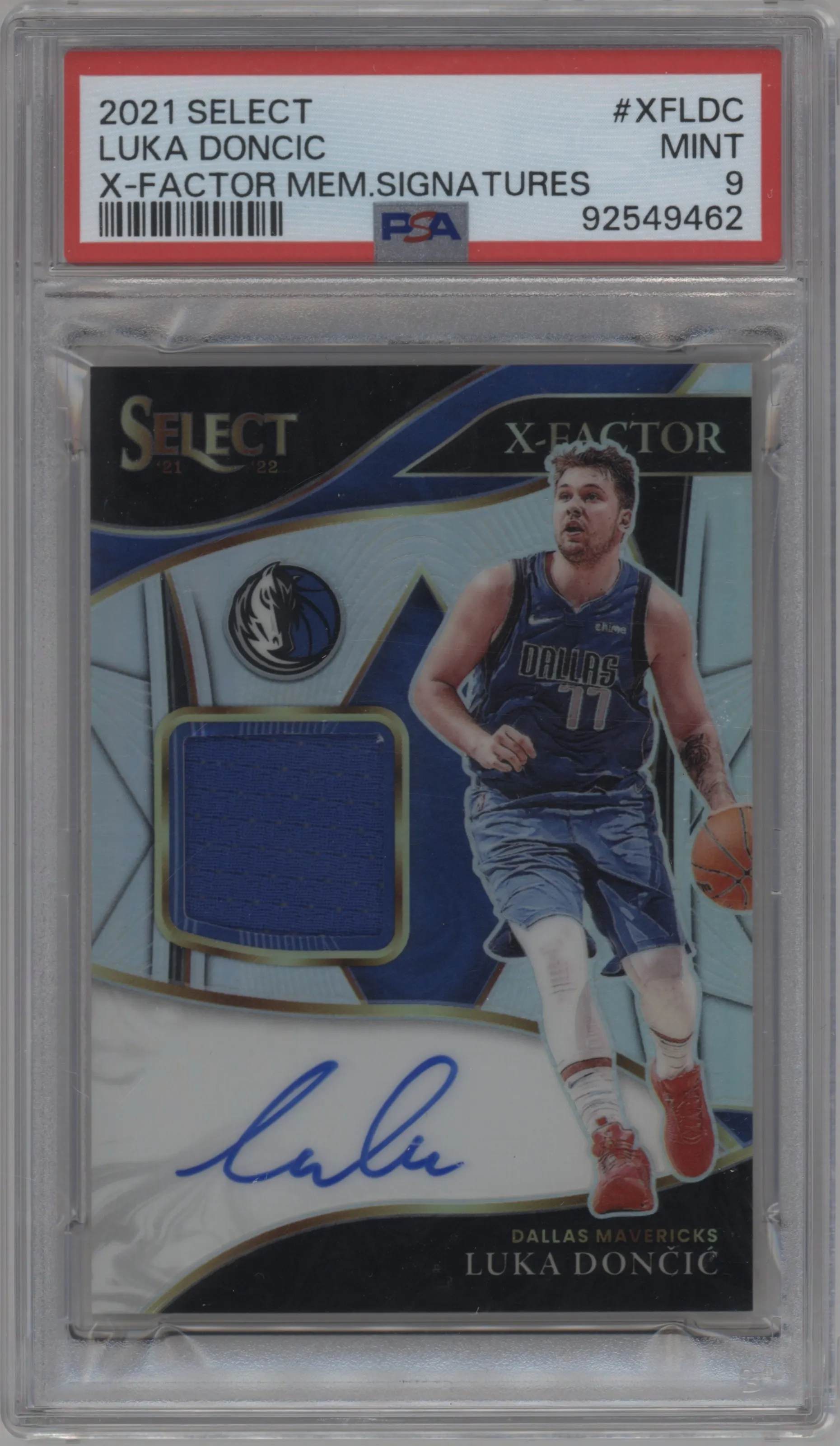 2021 Panini Select X-Factor Mem.Sig. Luka Doncic #XF-LDC PSA 9