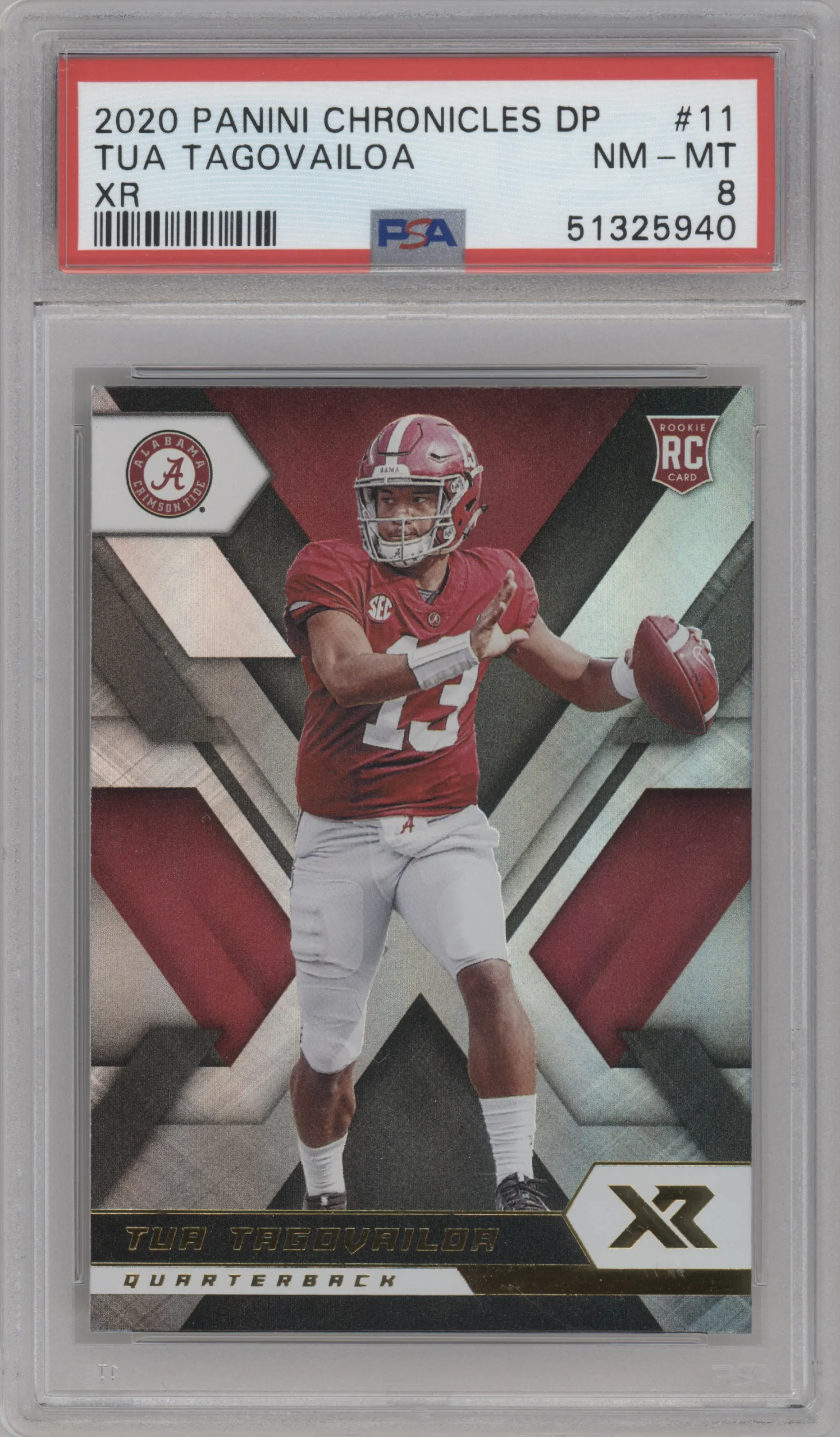 2020 Panini Chronicles Draft Picks XR Rookies Tua Tagovailoa PSA 8