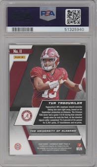 Tua Tagovailoa from the 2020 Panini Chronicles Draft Picks  set graded by PSA and given an overall grade of 8.