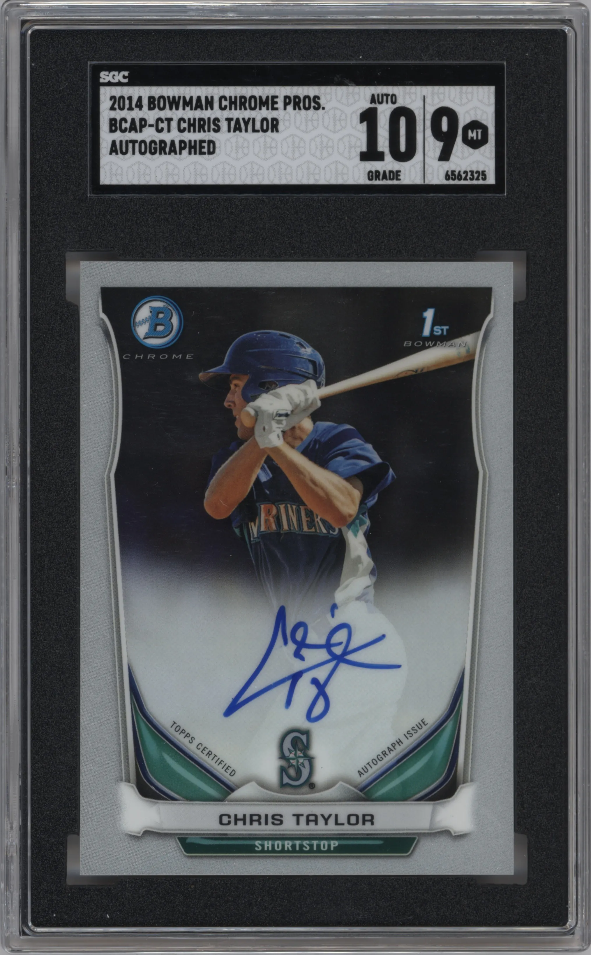 Chris Taylor from the 2014 Bowman set graded by SGC and given an overall grade of 9.