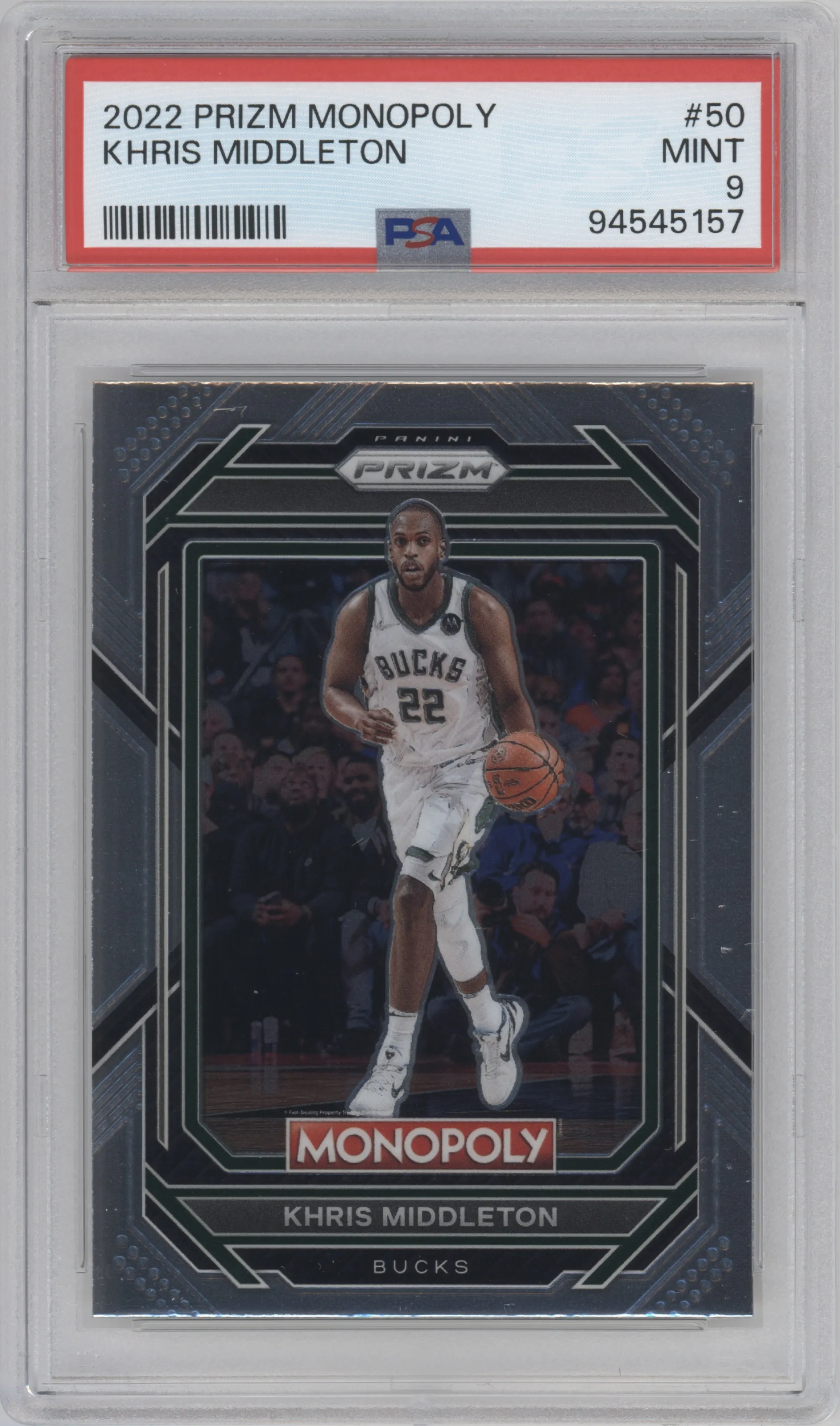2022 Panini Prizm Monopoly Khris Middleton PSA 9